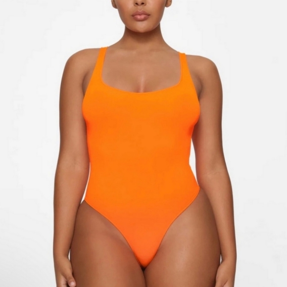 SKIMS Tops - Skims Essential Bodysuit Scoop Neck Bodysuit Orange Highlighter 2X / 3X